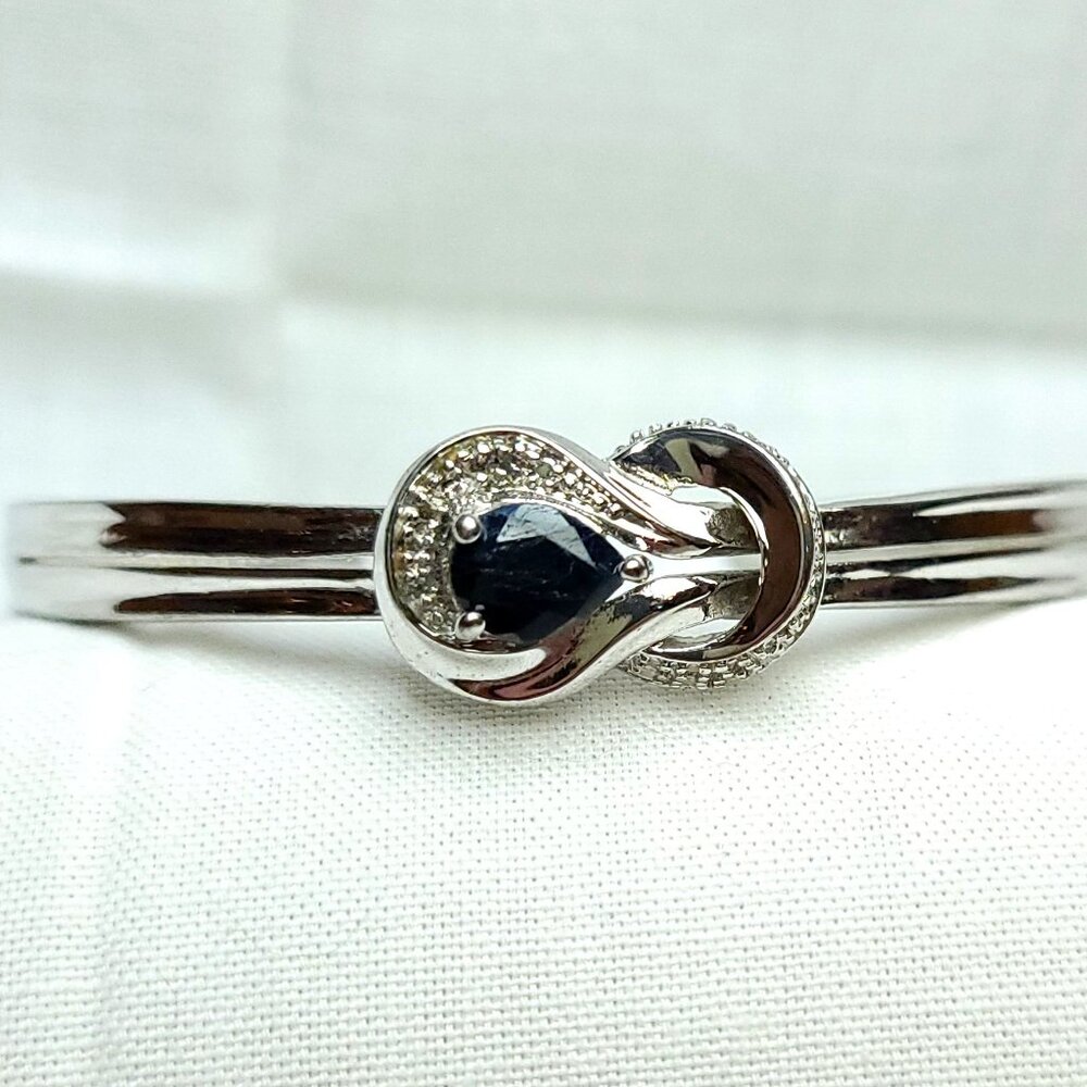 PAJ BB Gemstone Knot Silver Tone cuff Bracelet